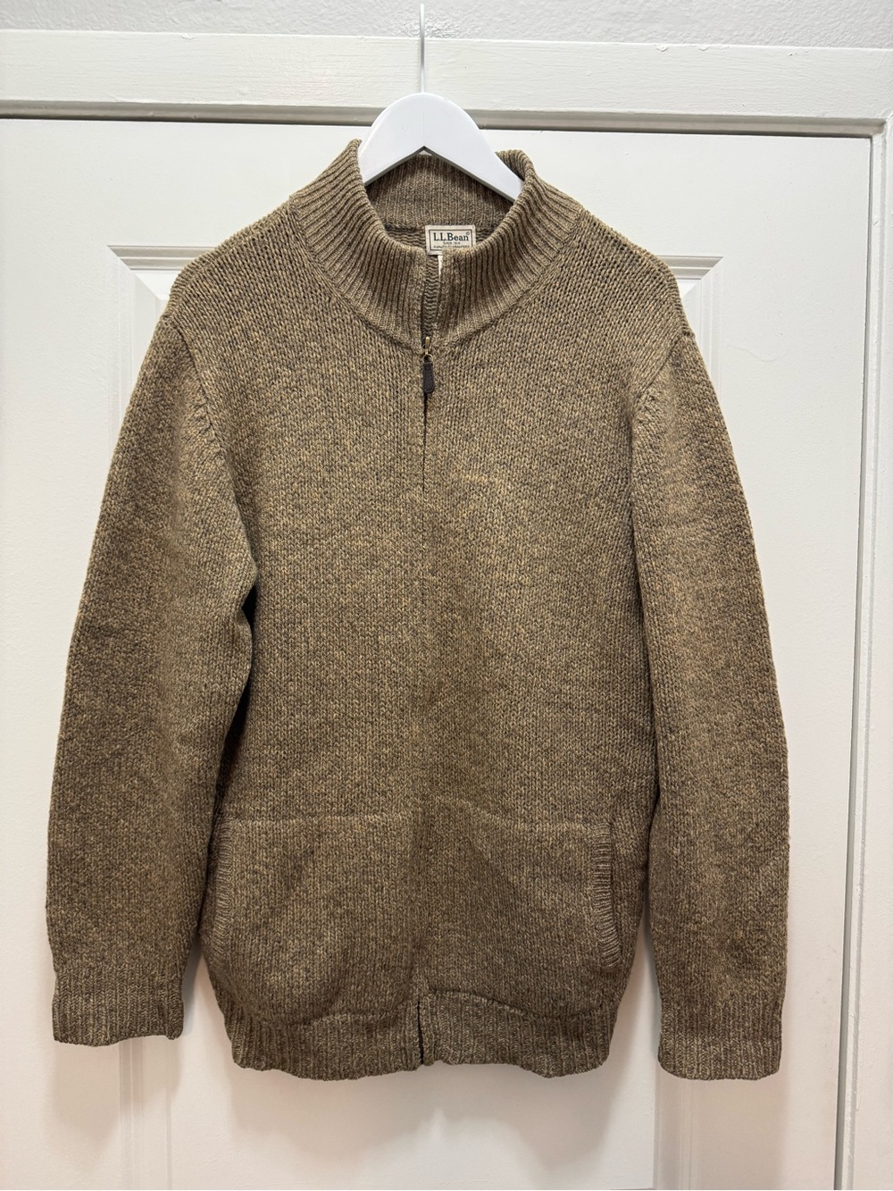 Vintage L.L. Bean 100% Lambs Wool Full Zip Sweater